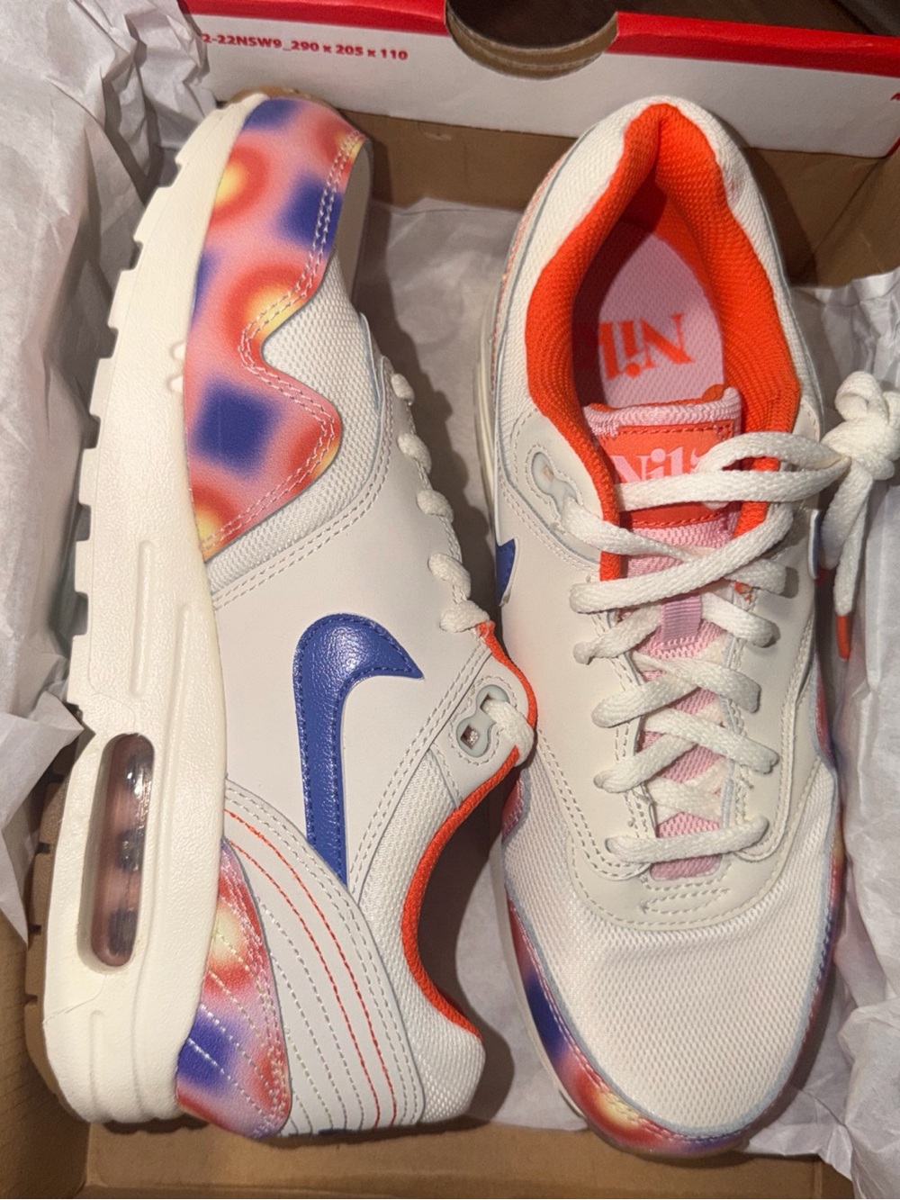 Nike Air Max 1 SE  White Blue Orange FN7287-100 Size 6.5 Men . Sz 8 Women